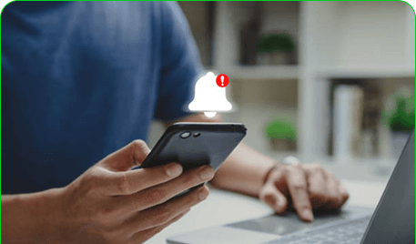 Person receiving alerts on phone